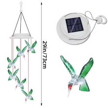 Solar Powered Outdoor Waterproof and Color Change Hummingbird Wind Chimes για δώρα διακόσμησης κήπου