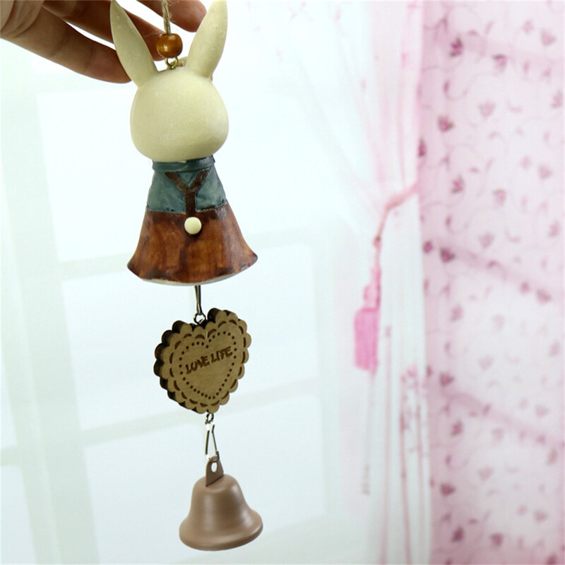 Húsvéti nyuszi szélcsengő beltéri függő szélharangok dekoratív kézműves medál kerti erkélyhez kültéri udvari ablakhoz