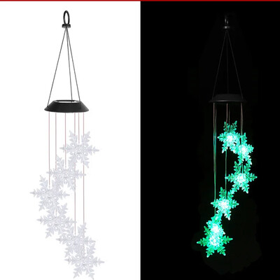 LED napelemes szélcsengő lámpa Kerti csillagok Hold szélcsengő lámpa Színes vízálló függő napelemes lámpa a kerti udvar lakberendezéséhez