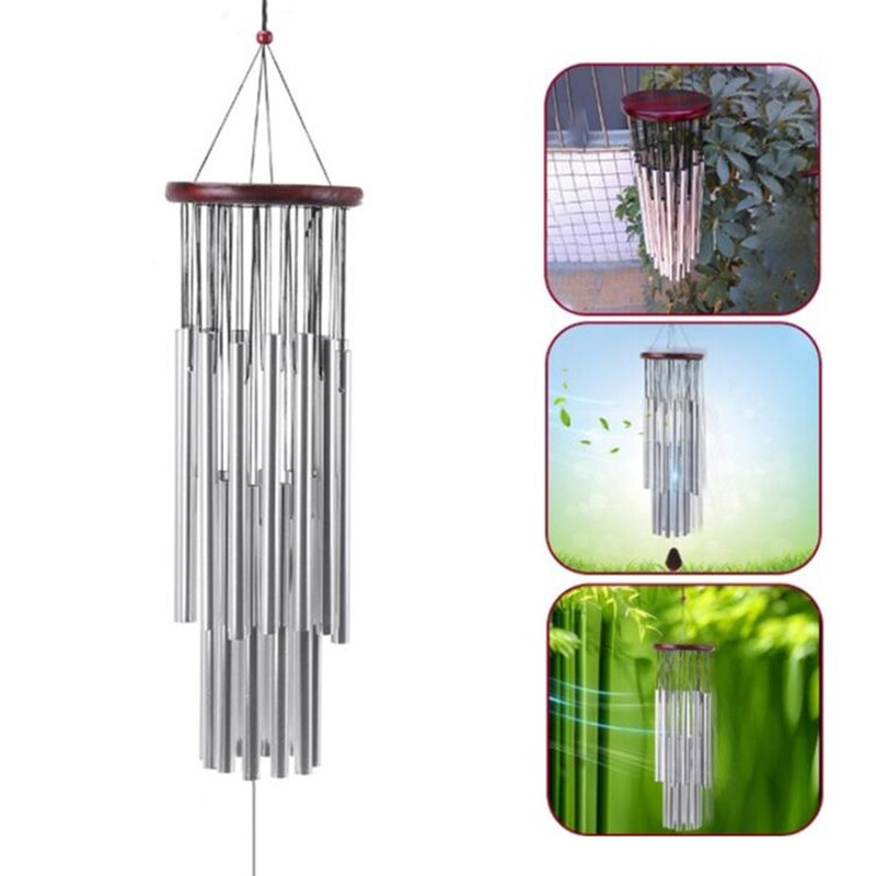 27 csöves, kézzel készített nagy szélcsengő kültérre, hangolt kolibri szélcsengő,