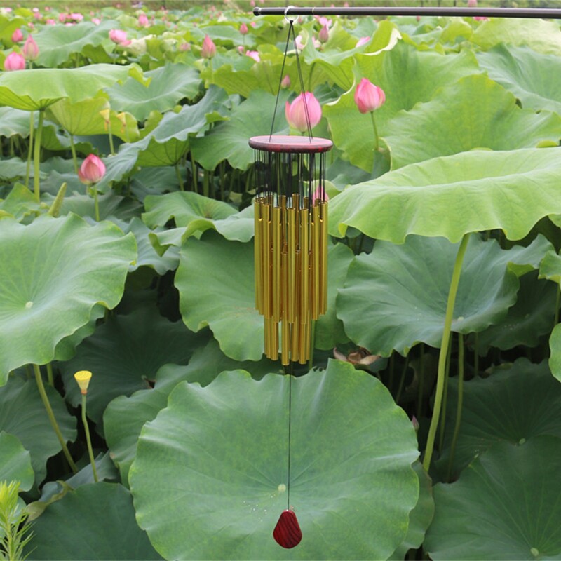 27 csöves, kézzel készített nagy szélcsengő kültérre, hangolt kolibri szélcsengő,