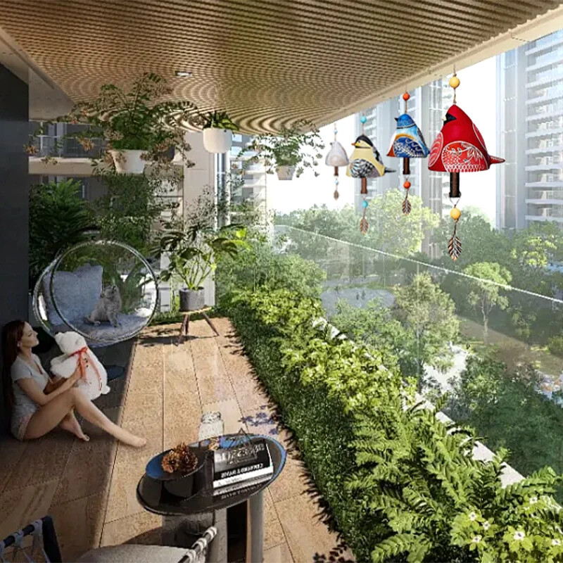 Madárszélcsengő medál gyanta kézműves dekoráció kültéri kerti udvari lakberendezési kellékekhez