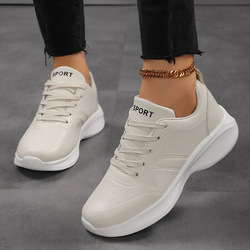 Csupa fekete női őszi bőr sportcipő vízálló puha talp könnyű, tiszta fekete munkacipő nagy méretű, hosszú ideig tartó, fáradtság nélkül