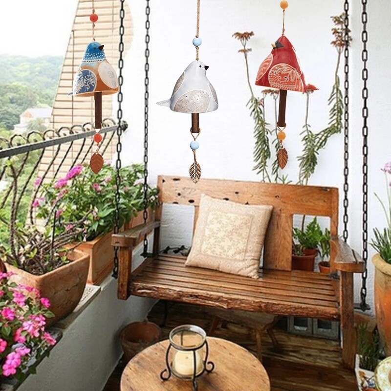 1 gab. Putnu dziesmu zvans piekarināms putnu vēja zvana sveķu piekariņš āra putnu zvana vēja zvanam dārza pagalma mājas dekorēšanai