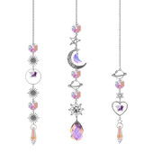 Kristāla vēja zvans mēness saules ķērējs dimanta prizmas kulons sapņu ķērējs varavīksnes ķērājs piekārts piliens mājas dārza dekors vējzvans