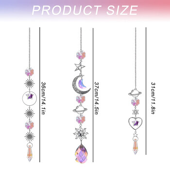 Crystal Wind Chime Moon Sun Catcher Diamond Prisms Κρεμαστό Dream Catcher Rainbow Chaser Κρεμαστό Drop Διακόσμηση κήπου σπιτιού Windchime