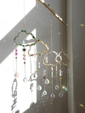 Cloud Suncatcher Wall Hanging Crystal Wind Chime Rainbow Maker Light Catcher Αξεσουάρ αυτοκινήτου Χριστουγεννιάτικη διακόσμηση σπιτιού Sun Catcher