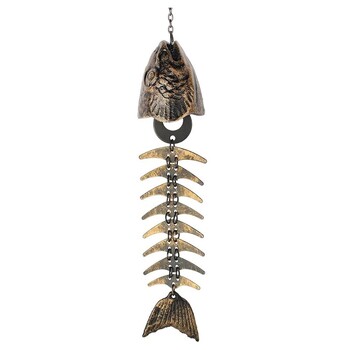 Vintage Fish Skeleton Windchime Χυτοσίδηρος Fish Bone Μεταλλικά Ανεμοδήγματα για Διακόσμηση Εξωτερικού Κήπου Μελωδία για Σπίτι, Αυλή, Βεράντα E5A6