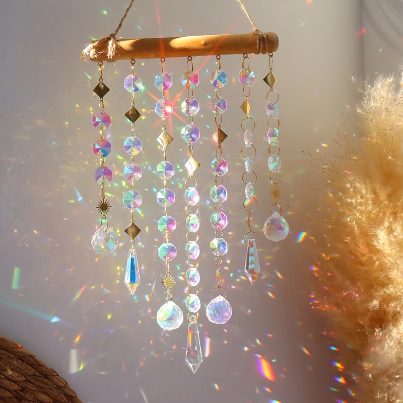 Fantasy Crystal Wind Chime Viseći prozor Sobna iluzija Duga Viseća zidna dekoracija Poklon hvatač sunca