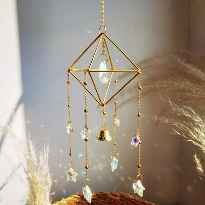 Rainbow Star Moon Wind Chimes, hvatač sunca Vanjski prozor Dekoracija doma Vrt Auto Privjesak