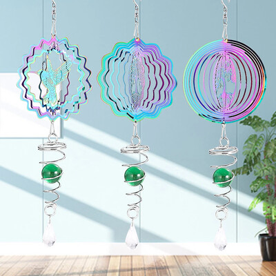 3D Color Gradient Wind Chime Spinner Spiral Ball Περιστρεφόμενο άγκιστρο δέντρο της ζωής Catcher Εξωτερική αυλή Κρεμάστρες κήπου Διακόσμηση σπιτιού