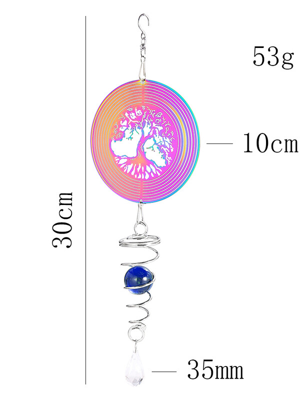 3D színátmenetes szélcsengő fonó spirálgömb forgó kampó életfa elkapó kültéri kerti akasztók otthoni dekoráció