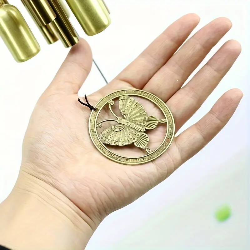 1 nagy kültéri szélcsengő rézharang antik szélcsengő, alumíniumötvözet csővel függő, dekoratív terasz művészeti dekorációk