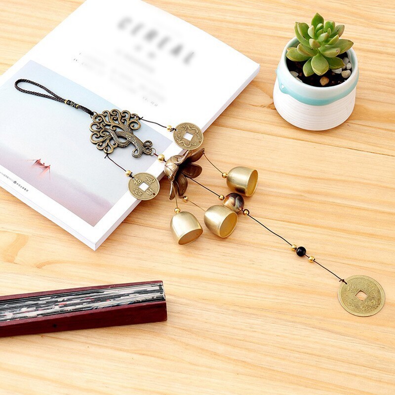 Vintage szélcsengő dekoráció otthoni fali ajtó virágzó pénzfa szélcsengő csengő medál otthoni kert Good Lucky függő dekoráció