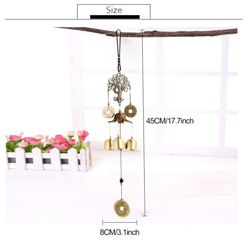 Vintage szélcsengő dekoráció otthoni fali ajtó virágzó pénzfa szélcsengő csengő medál otthoni kert Good Lucky függő dekoráció