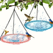 Set de hrănitori pentru baie pentru păsări agățat cu lanț Decor de grădină în aer liber pentru terasa Design floral PP pentru apă pentru păsări Instrument pentru hrănitor pentru păsări