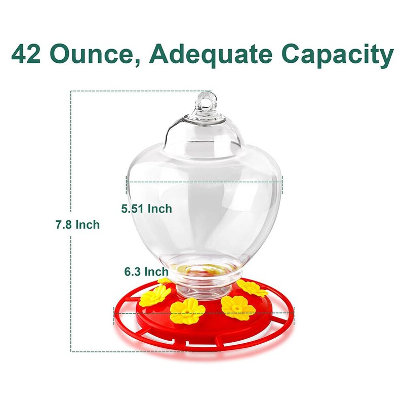 Āra piekarināms kolibri barotavas noņemams noplūdes necaurlaidīgs putnu barotavas barības trauks dārza pagalma dekorēšanai