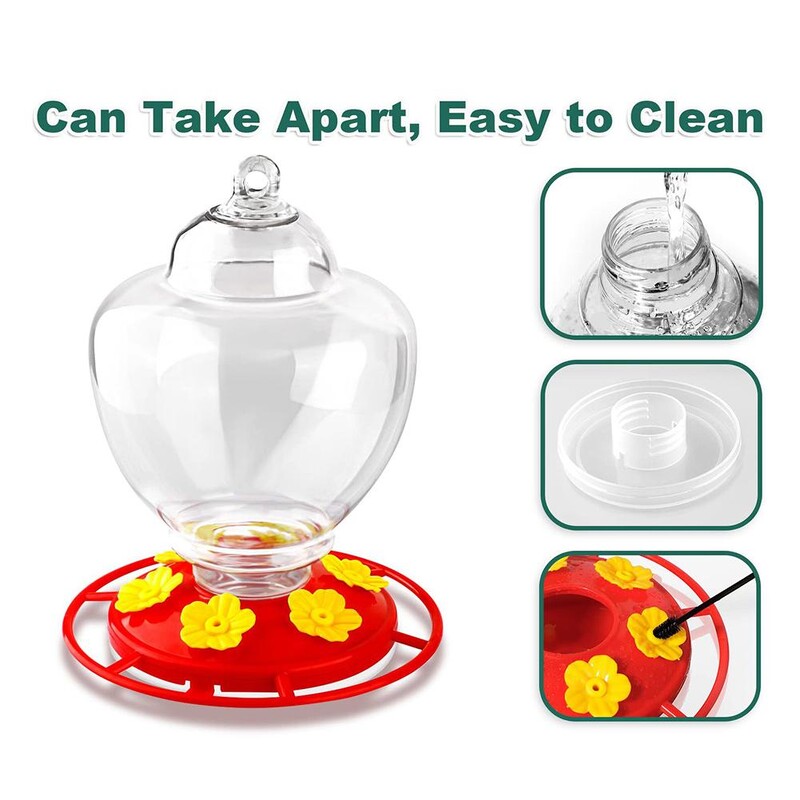 Āra piekarināms kolibri barotavas noņemams noplūdes necaurlaidīgs putnu barotavas barības trauks dārza pagalma dekorēšanai