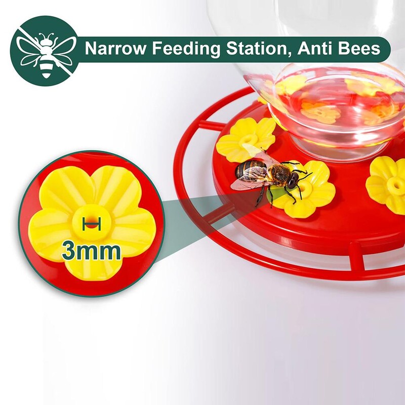 Āra piekarināms kolibri barotavas noņemams noplūdes necaurlaidīgs putnu barotavas barības trauks dārza pagalma dekorēšanai