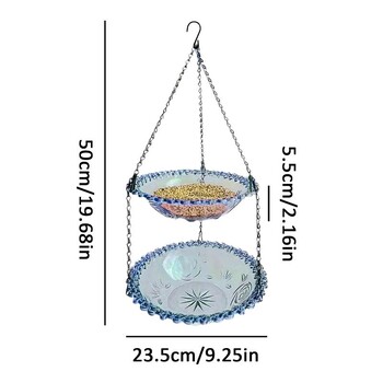 Birdbath Bowl σε σχήμα λουλουδιού Εξωτερικός τροφοδότης πουλιών Διπλών στρωμάτων Τροφοδότης πουλιών Μεταλλική αλυσίδα αδιάβροχη διακόσμηση κήπου Προμήθειες αυλής