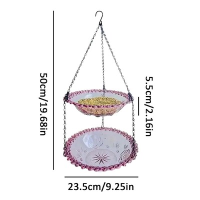Madárfürdő tál virág alakú kültéri madáretető Kétrétegű madáretető fém lánc időjárásálló kerti dekorációs kellékek