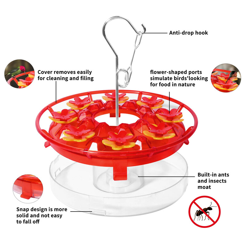 Pārrobežu karstā pārdošana 2024. gada jauna ziedu kolibri barotava karājas putnu āra dārza Amazon putnu barotava