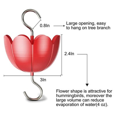 Kolibri etető hangyavédővel, rozsdamentes acél, szivárgásmentes virág formájú hangyakorláttal és rózsafüzéretetővel kültéri teraszkerthez