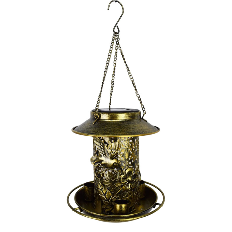 Napelemes madáretető IP55 vízálló függő kolibri etetők fém napenergiás madáretetők kültéri/kerti dekoráció