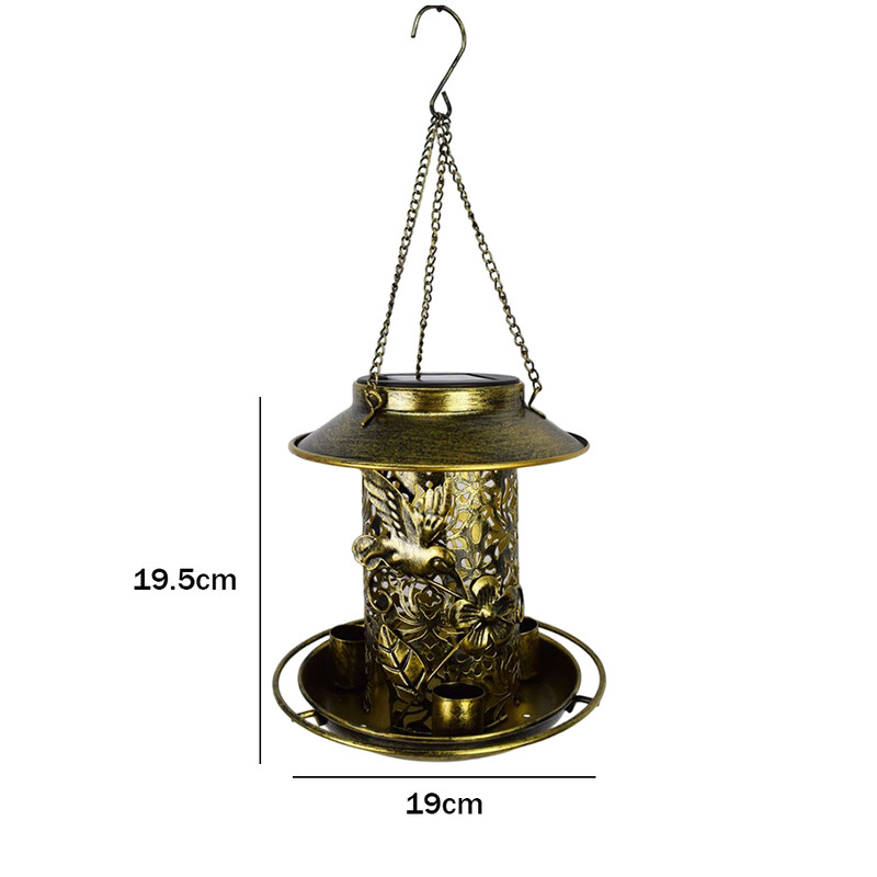 Napelemes madáretető IP55 vízálló függő kolibri etetők fém napenergiás madáretetők kültéri/kerti dekoráció