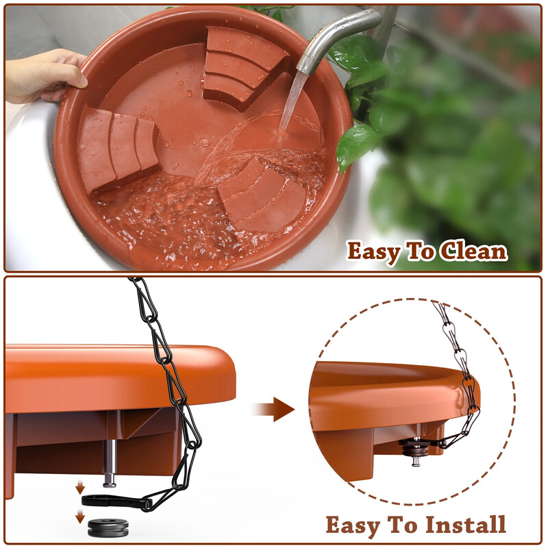 Piekārts putnu barotavas dārzs ar āķa ķēdi āra dzeramo putnu barotavas paplātes platforma Iekarināmā putnu vanna putnu audzināšanas rīks