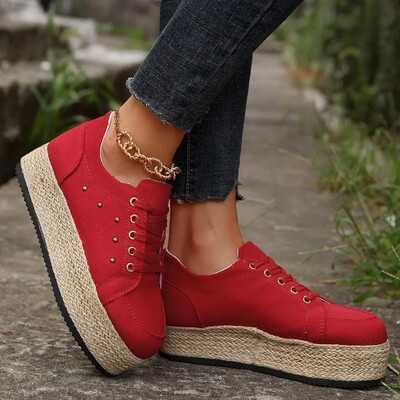 Női divat vászon alkalmi cipő Női tavaszi ősz új kerek orrú fűzős cipő Légáteresztő leopárdmintás tornacipő, nagy 43-as