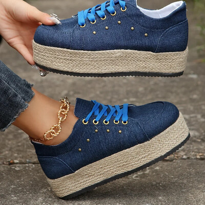 Női divat vászon alkalmi cipő Női tavaszi ősz új kerek orrú fűzős cipő Légáteresztő leopárdmintás tornacipő, nagy 43-as