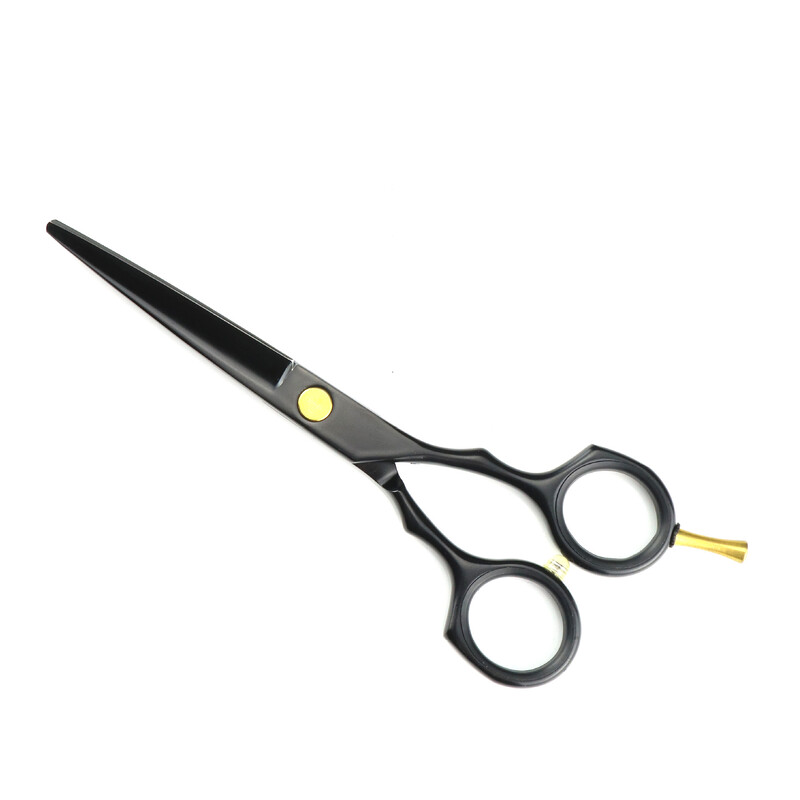 5,5 colio juodų dažų kirpyklų žirklių plokščių žirklių ir retinimo žirklių rinkinys