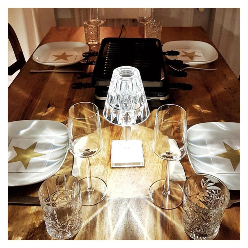 Lampă de masă Manviv Diamond 5V 2W Încărcare USB Touch Ajustare în trei culori pentru utilizare pe termen lung Impermeabil Decorare interioară Noapte