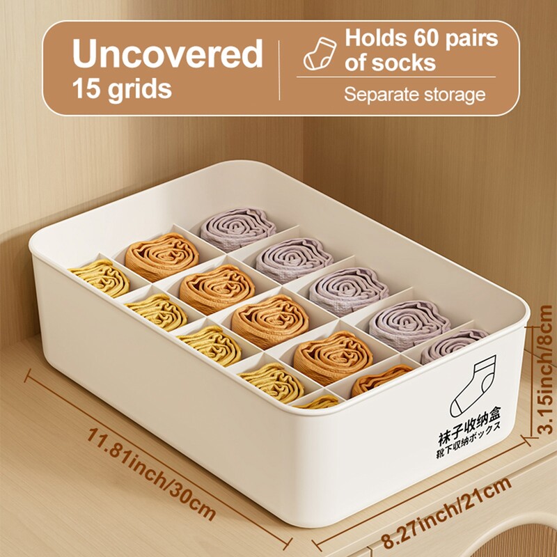 UFORU apakšveļas nodalījuma glabāšanas kaste, putekļu necaurlaidīga ar vāku lielas ietilpības guļamistabas zeķu uzglabāšanas kaste