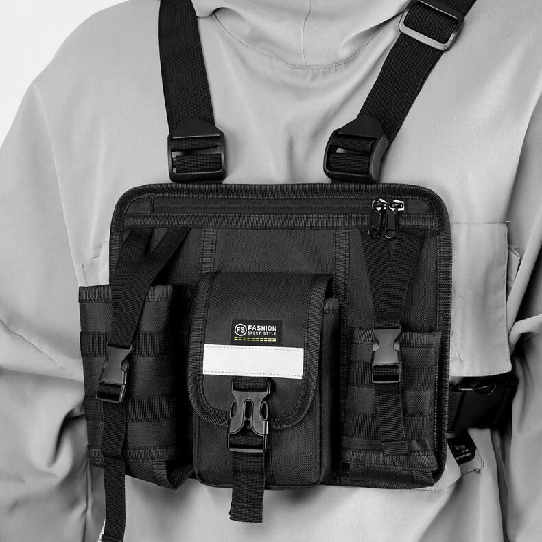 Krūšu soma Hip-hop Streetwear Vīriešu krūšu somas Modes Unisex Taktiskās Vestes Mugursomas Daudzfunkcionālas Sporta Ceļojumu Krūšu komplekts