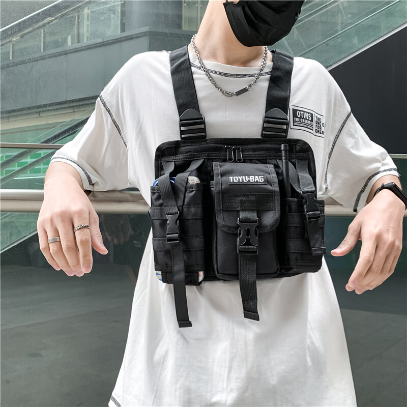 Krūšu soma Hip-hop Streetwear Vīriešu krūšu somas Modes Unisex Taktiskās Vestes Mugursomas Daudzfunkcionālas Sporta Ceļojumu Krūšu komplekts