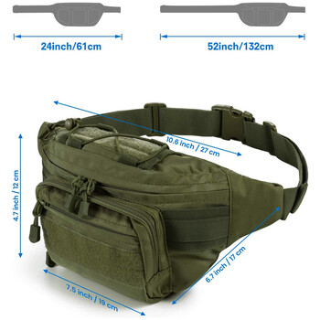 Πακέτο μέσης Tactical Military Fanny Pack για άντρες Στρατιωτική τσάντα μέσης εξωτερικού χώρου Μεγάλη συσκευασία μέσης για καθημερινή ζωή Ποδηλασία Κάμπινγκ Πεζοπορία