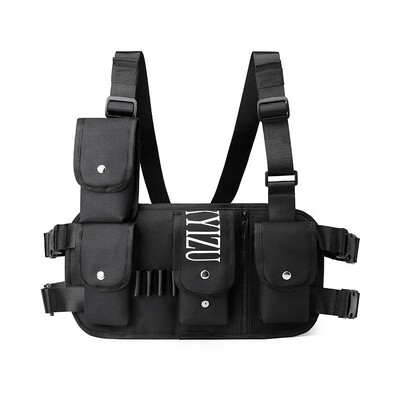 Hip Hop Tactical Techwear tehermellény táska férfi női többfunkciós állítható vízálló mellkasi táska motorkerékpár Sport Fanny Pack