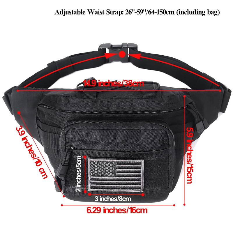 Tactical Fanny Pack militārās jostas somas komplekts Hip Bum EDC soma ar regulējamu siksnu kempinga pārgājieniem un medībām
