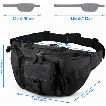 Tactical Fanny Pack, Military Waist Bag with US Patch Utility Hip Belt Bumbag για πεζοπορία σε υπαίθριο ψάρεμα