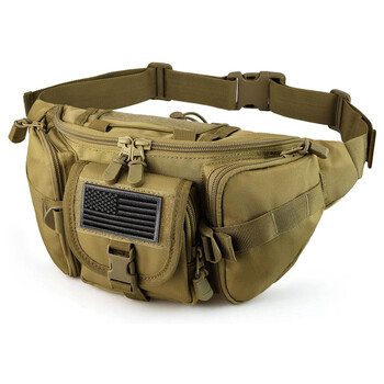 Tactical Fanny Pack, Military Waist Bag with US Patch Utility Hip Belt Bumbag για πεζοπορία σε υπαίθριο ψάρεμα