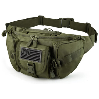 Tactical Fanny Pack, Military Waist Bag with US Patch Utility Hip Belt Bumbag για πεζοπορία σε υπαίθριο ψάρεμα