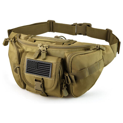 Tactical Fanny Pack, Katonai deréktáska csomag US Patch Utility csípőövvel a szabadtéri horgászathoz való túrázáshoz