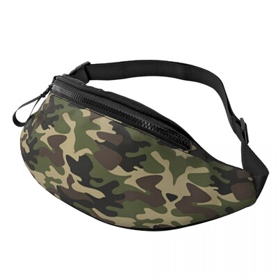 Army Camouflage Fanny Pack Women Men Персонализирана военна тактическа чанта за през кръста за колоездене, къмпинг, телефон, чанта за пари