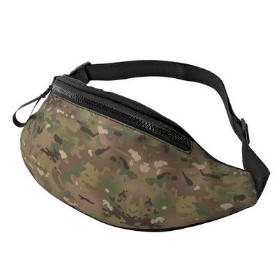 Army Camo Camouflage Fanny Pack Női Férfi Egyedi Katonai Taktikai Crossbody deréktáska kerékpározáshoz Kemping Telefon Pénztartó