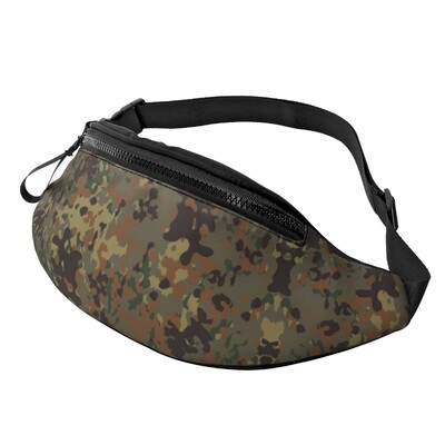 Army Camo Camouflage Fanny Pack Női Férfi Egyedi Katonai Taktikai Crossbody deréktáska kerékpározáshoz Kemping Telefon Pénztartó