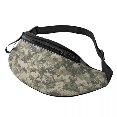 Army Camo Camouflage Fanny Pack Női Férfi Egyedi Katonai Taktikai Crossbody deréktáska kerékpározáshoz Kemping Telefon Pénztartó