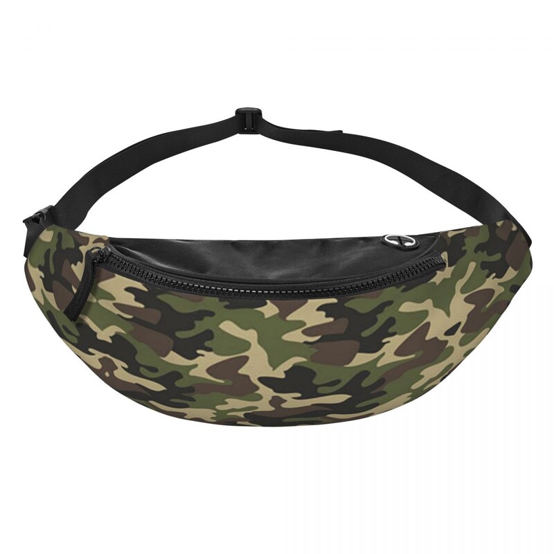 Army Camo Camouflage Fanny Pack Női Férfi Egyedi Katonai Taktikai Crossbody deréktáska kerékpározáshoz Kemping Telefon Pénztartó