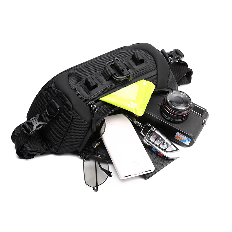 Férfi Derék Fanny Pack Öv Sling Melltáska Utazási Több zsebes Katonai Divat Férfi Nylon Kereszt test Messenger Erszényes Csípőtáska